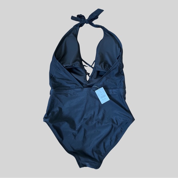 NWT JCREW ONE PIECE BLACK SWIMSUIT WITH HALTER NECK TOE AND LOW BACK - SIZE MED - Picture 2 of 2